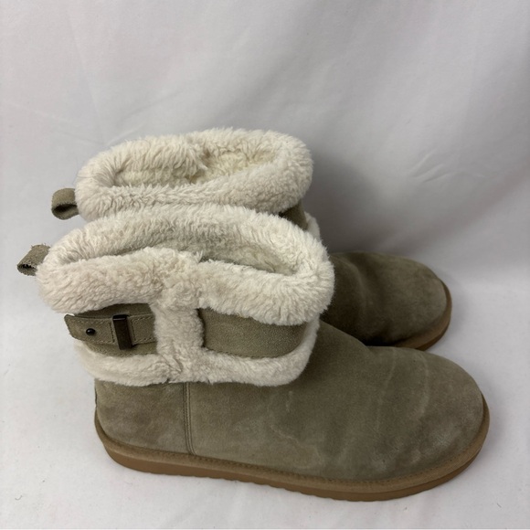 Koolaburra Shoes - UGG Womans Koolaburra Size 10 USA Mini Barley Suede Boots Dune Gray 1133079
